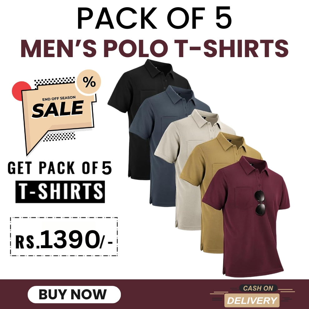 Pack of 5 Men's Polo T-Shirts