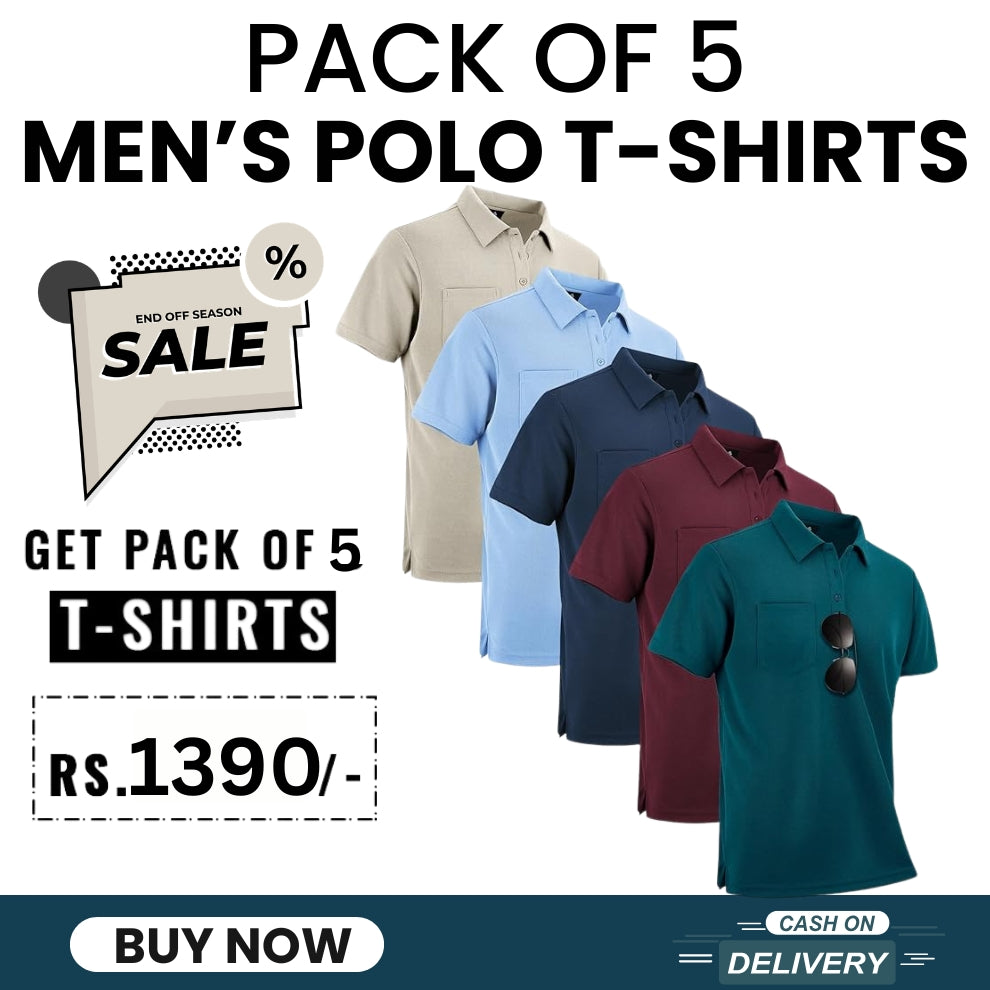 Pack of 5 Men's Polo T-Shirts