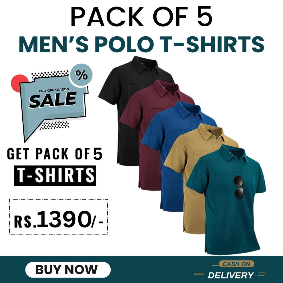 Pack of 5 Men's Polo T-Shirts