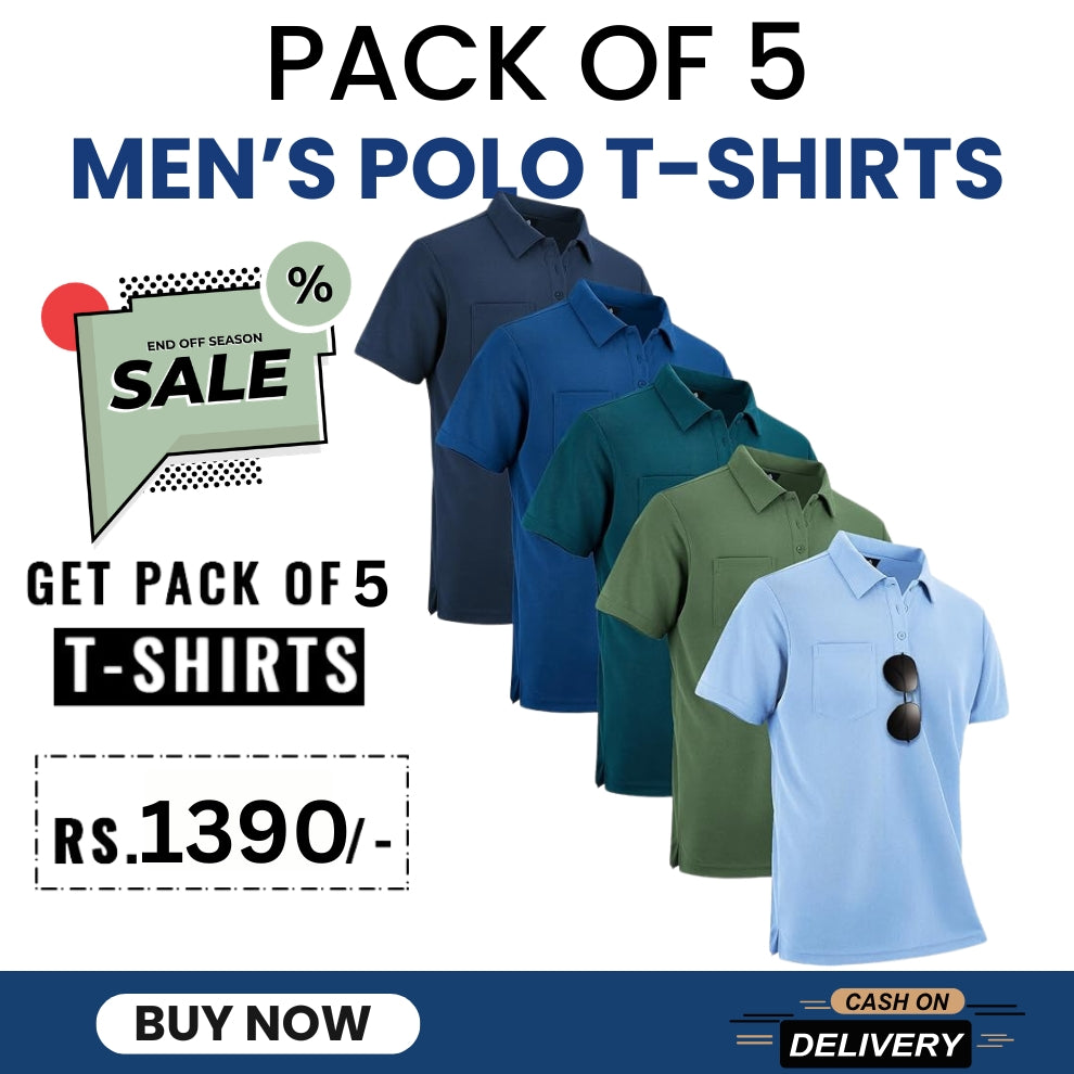 Pack of 5 Men's Polo T-Shirts
