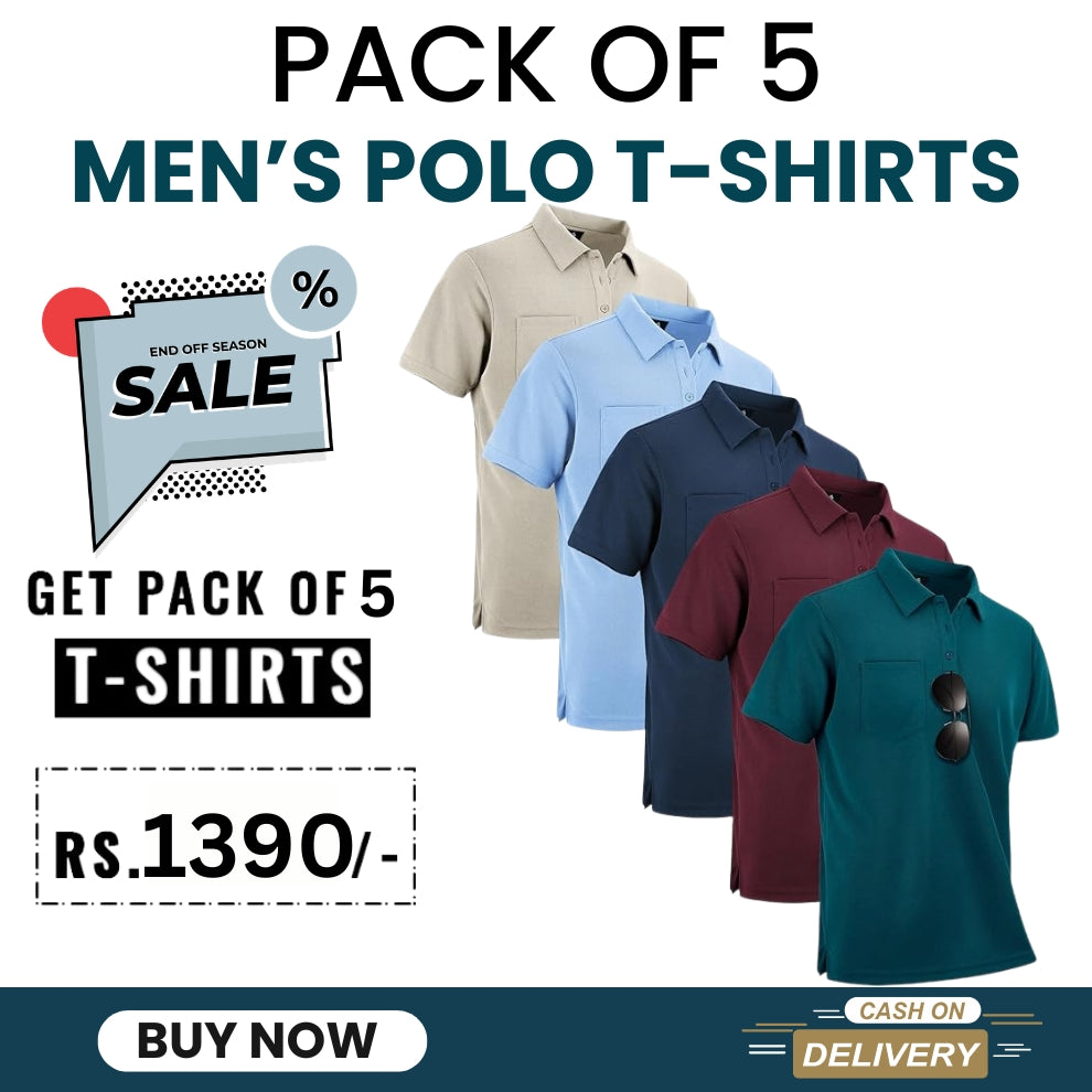 Pack of 5 Men's Polo T-Shirts