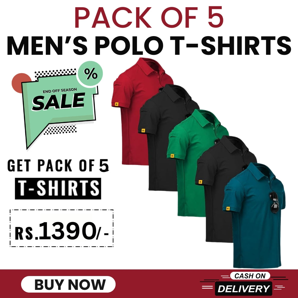 Pack of 5 Men's Polo T-Shirts