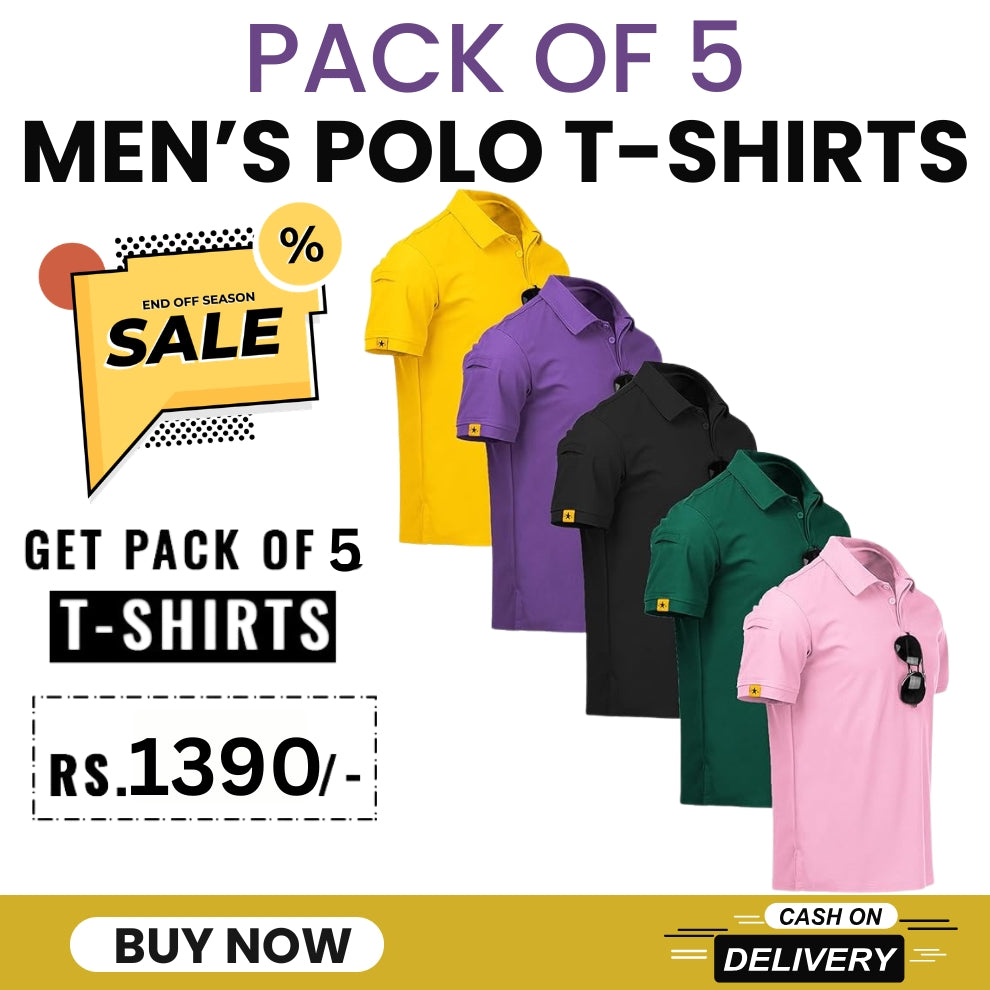 Pack of 5 Men's Polo T-Shirts